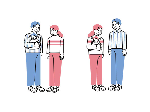 一对已婚夫妇的插图。一个两口之家，一对夫妇，婚姻，未来，抚养孩子，老年，贷款，储备资金，我的家和家人。图片下载