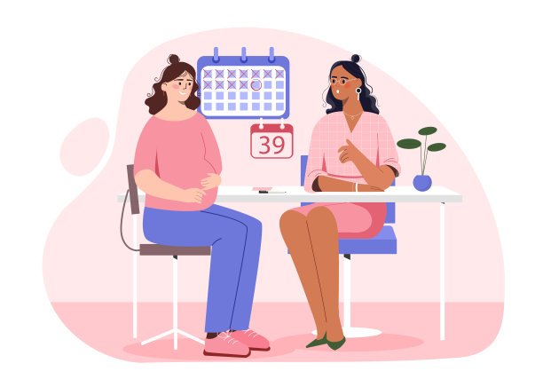 孕妇与医生矢量概念图图片下载