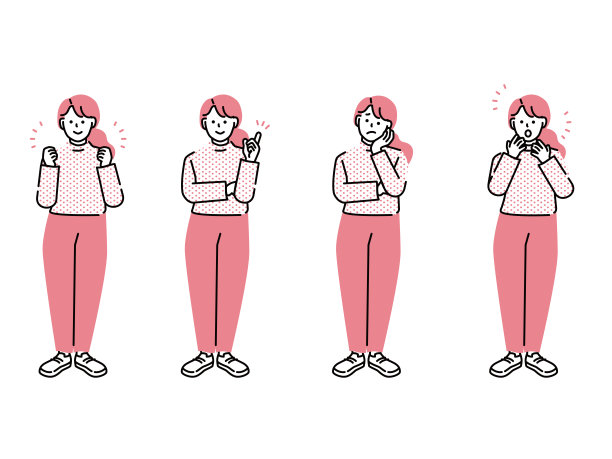 全身插画:人物、女性、30多岁、家庭主妇、动机、思考、理解、惊喜、担忧、未来。图片下载