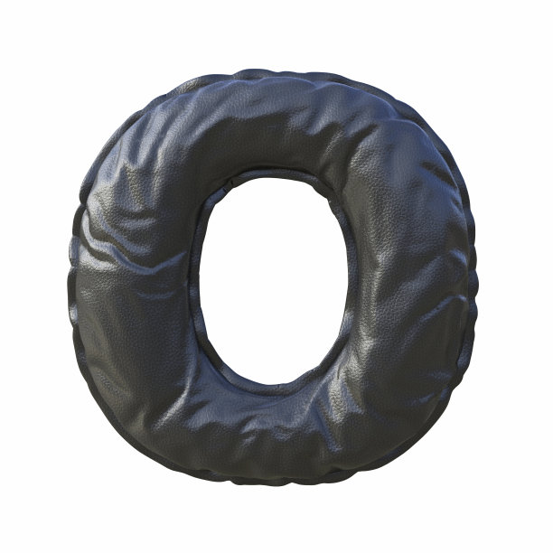 黑色皮革字体字母O 3D图片下载