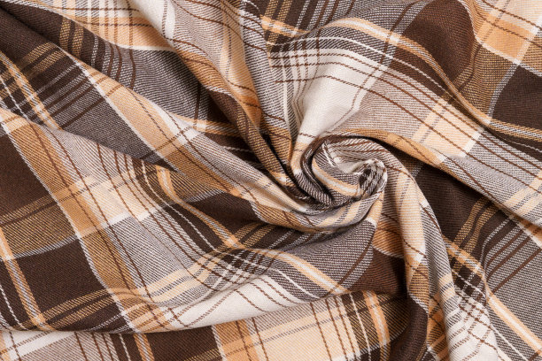 棕色和米色的扭扭温暖格子呢织物。缝制衬衫、裙子的料子。传统的苏格兰服装。图片为您的设计图片下载
