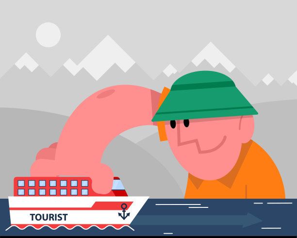 一个人在水上玩游船。旅行的概念。旅行时间图片下载