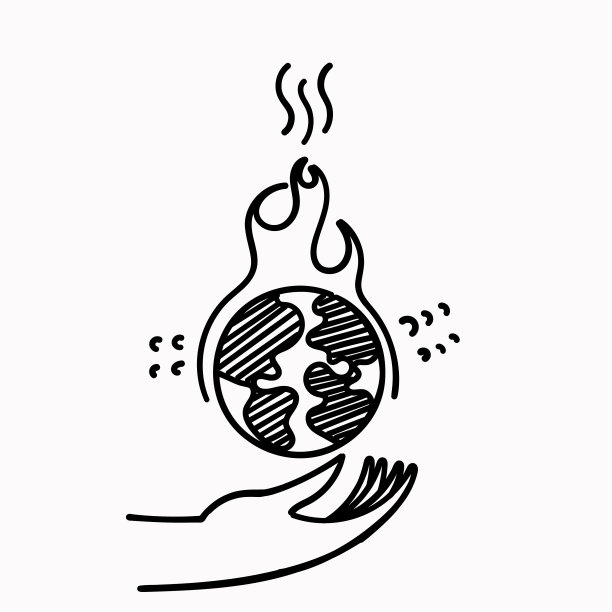 手绘涂鸦地球燃烧插画图片下载