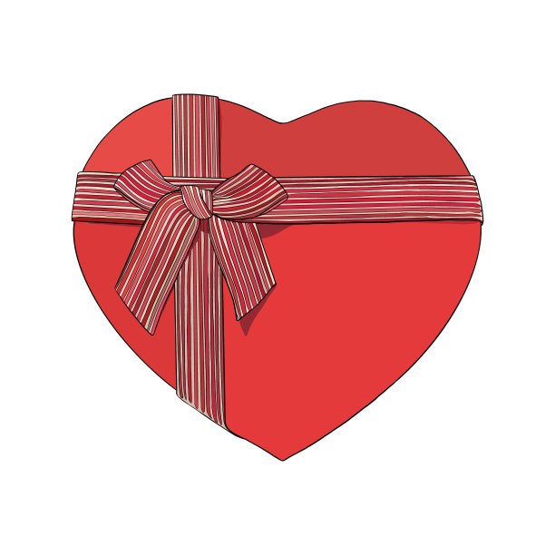 矢量插图很好的红色的心脏盒子与剥离的丝带和弓。母亲节的明信片、糖果或礼盒的图片图片下载