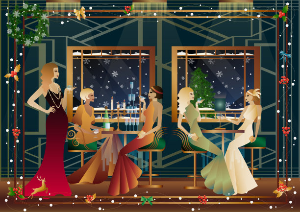 盛装出席节日晚宴的人们图片下载