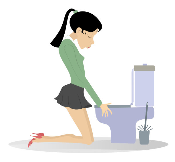 年轻女子在马桶里呕吐，恶心图片下载