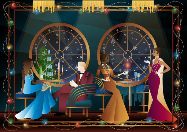 盛装出席节日晚宴的人们图片下载