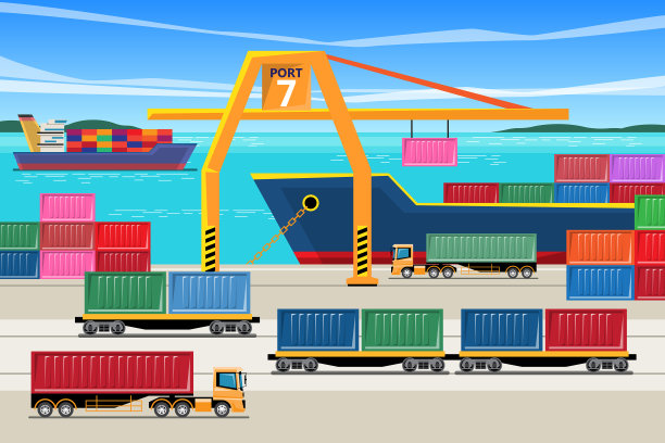 集装箱港口运输车辆物流。图片下载