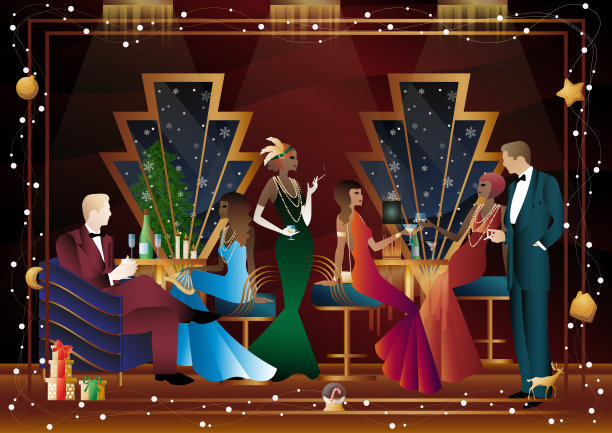 盛装出席节日晚宴的人们图片下载