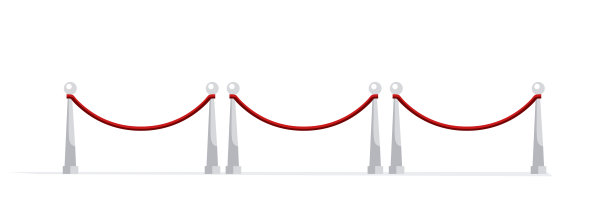 博物馆栅栏与红绳和银杆矢量插图隔离在白色背景上。豪华vip入口，保护区域，安全控制图片下载