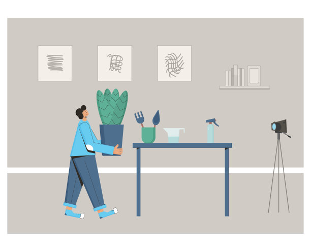 植物的爱人。有室内花盆的人图片下载