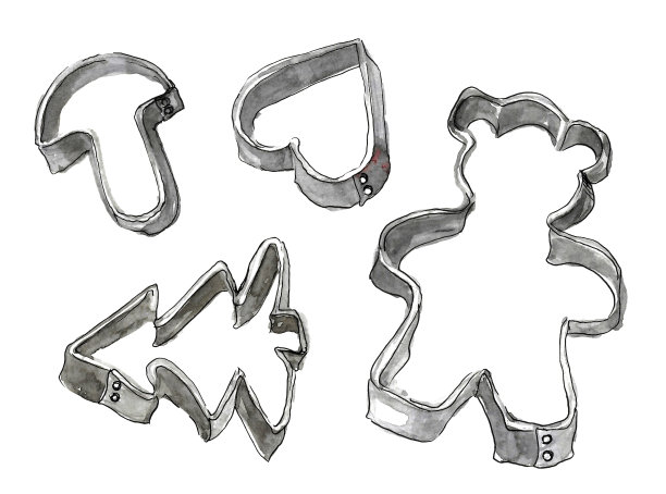 姜饼的灰色金属模具图片下载