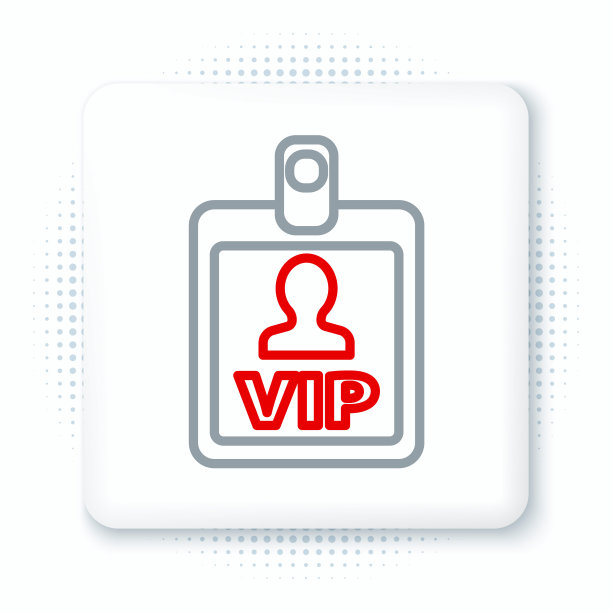 线VIP徽章图标隔离在白色背景。色彩缤纷的轮廓概念。向量图片下载