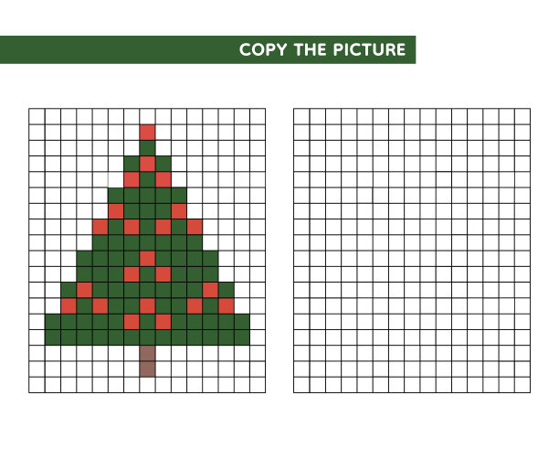圣诞树涂色书。儿童复制图片教育游戏。图片下载