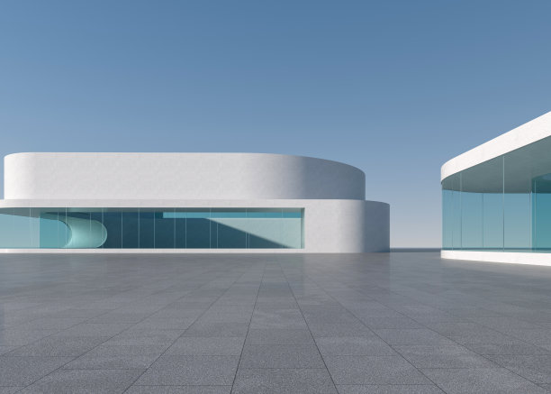 办公楼外空荡荡的广场图片下载