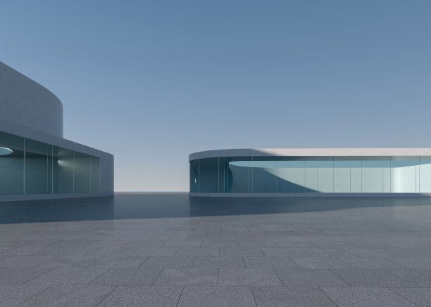 办公楼外空荡荡的广场图片下载