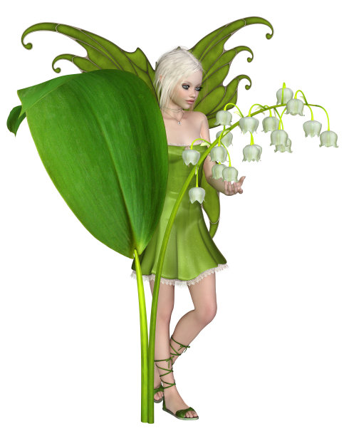 铃兰仙子手持一朵花图片下载