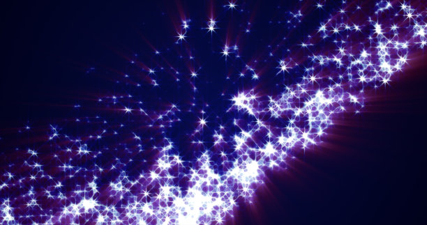 抽象的蓝色背景小明亮的发光粒子的能量星，星尘从一个彗星的尾巴图片下载