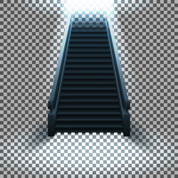 有台阶的楼梯通向网格背景上的光线。图片下载