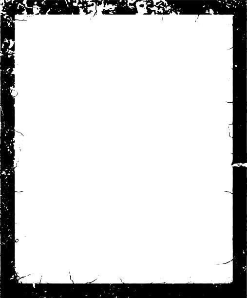 黑白Grunge框架，Grunge边框背景。用于旧照片光效和胶片纹理的抽象复古Grunge矢量模板图片下载