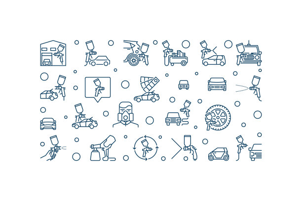 汽车绘画矢量概念大纲水平横幅或插图图片下载