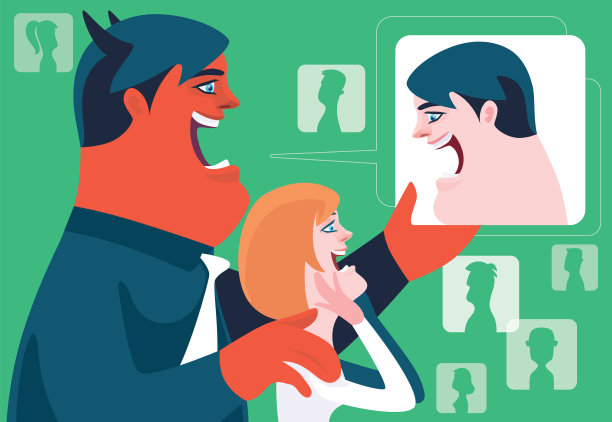 邪恶的商人拥抱女人和介绍朋友图片下载