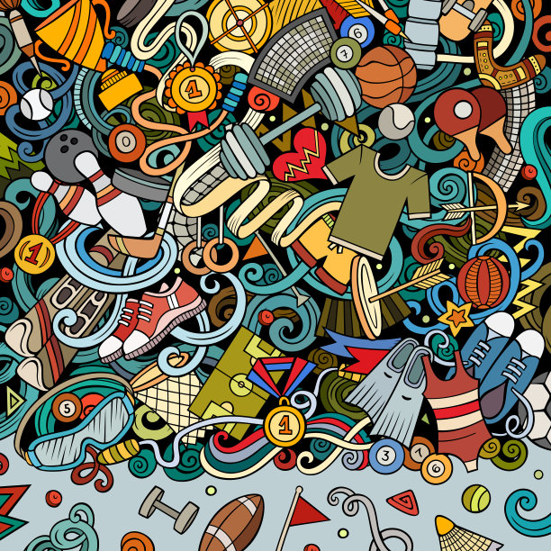 运动矢量涂鸦框架设计图片下载