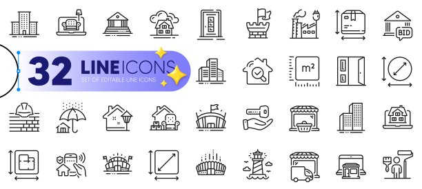 概述一套在线市场，出价报价和开门线图标。用于web应用程序。矢量图片下载