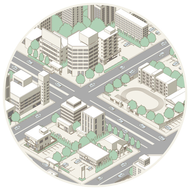 城市景观的三维视图。城市景观。图片下载