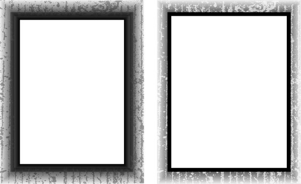 黑白垃圾相框，垃圾边框背景。抽象复古垃圾圆形库存刷相册元素，方形矢量模板旧照片效果和电影纹理图片下载