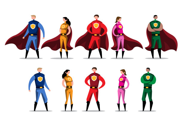 保安队统一制服，卡通人物造型。图片下载