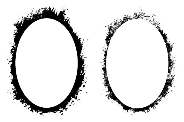 白色圆形背景与黑色垃圾笔触。抽象复古垃圾圆形库存刷相册元素，方形矢量模板旧照片效果和电影纹理图片下载
