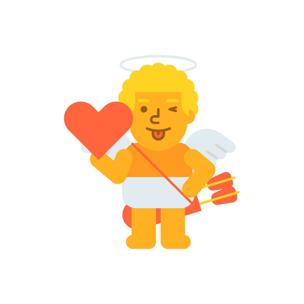 丘比特捧着心，眨眨眼图片下载