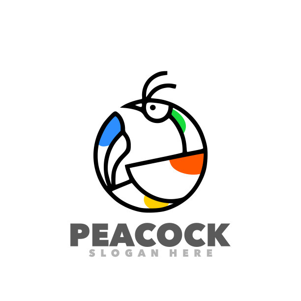 孔雀简约线条设计图片下载