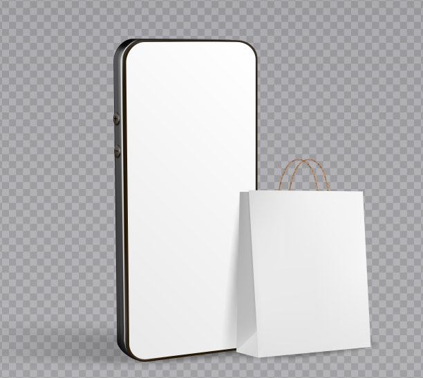 3D网上购物矢量插图。礼品袋与移动智能手机的在线购物模板智能手机应用程序。聪明的企业营销理念。图片下载