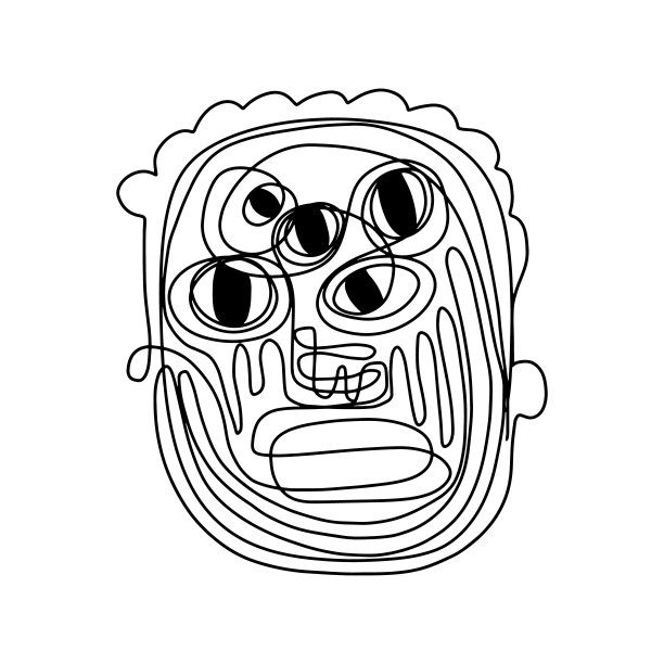 富有表现力的一行连续的人脸抽象画图片下载