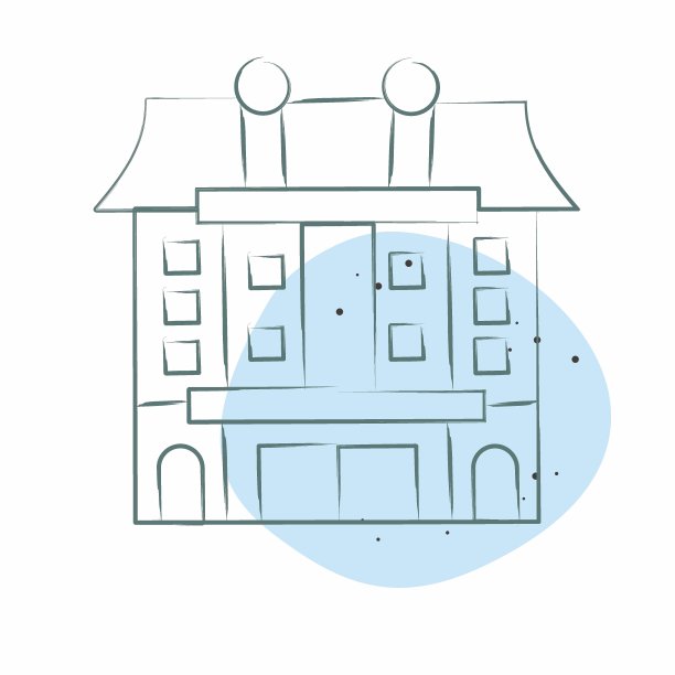 图标的公寓。与住宿有关的符号。色斑样式。简单的设计可编辑。简单的说明图片下载