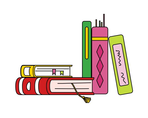 一套带书签的书，躺着，站着图片下载