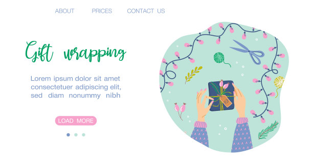 双手包装礼盒，俯视图。礼品包装工艺，落地或网页模板。广告的横幅或海报。图片下载