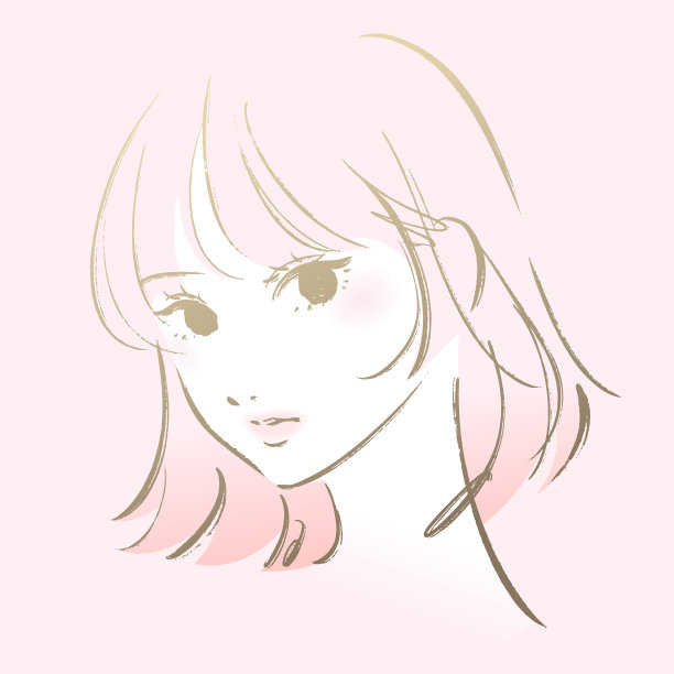 女孩插图粉色渐变。图片下载