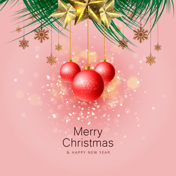 圣诞装饰品。圣诞红挂球背景图片下载