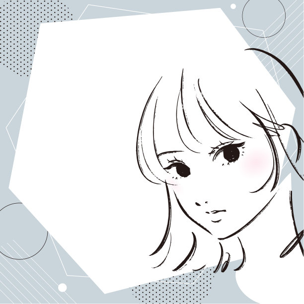 女孩插图单色横幅。图片下载