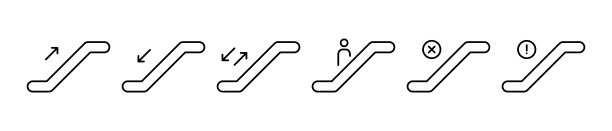 自动扶梯图标。电梯升降方向轮廓图标。自动扶梯，电梯，电梯矢量图标图片下载