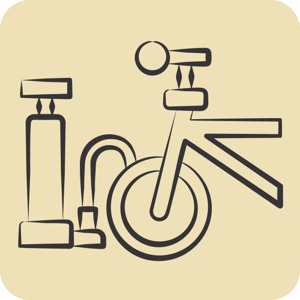 图标气泵相关的自行车符号。手绘风格。简单的设计可编辑。简单的说明图片下载