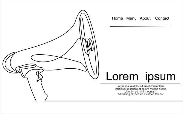 公共喇叭连续一条线。扩音器。图片下载