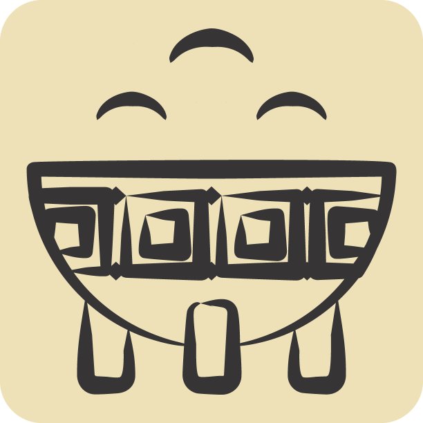 图标碗。与中国新年的象征有关。手绘风格。简单的设计可编辑图片下载