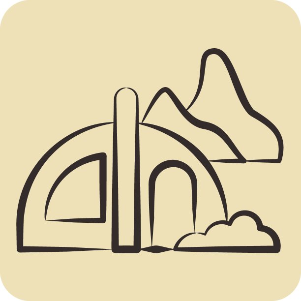 图标露营。与阿拉斯加的象征有关。手绘风格。简单的设计可编辑。简单的说明图片下载