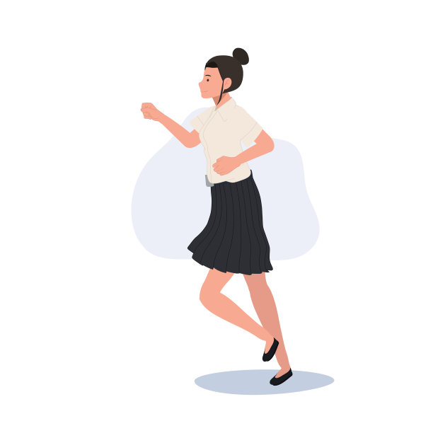 一名泰国大学生穿着校服，为了赶去上课而奔跑图片下载