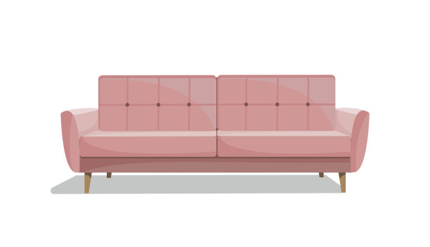 沙发上。复古的粉色沙发。一件家具。创新设计。平面设计矢量图图片下载