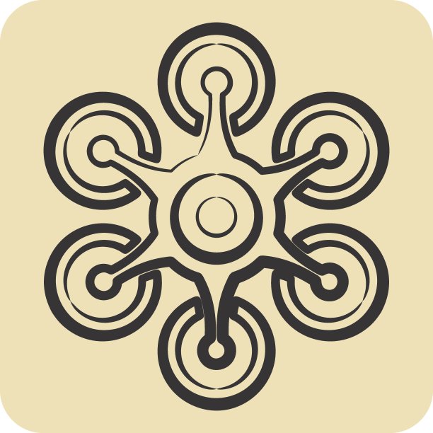 图标Hexacopter。与无人机符号有关。手绘风格。简单的设计可编辑。简单的说明图片下载